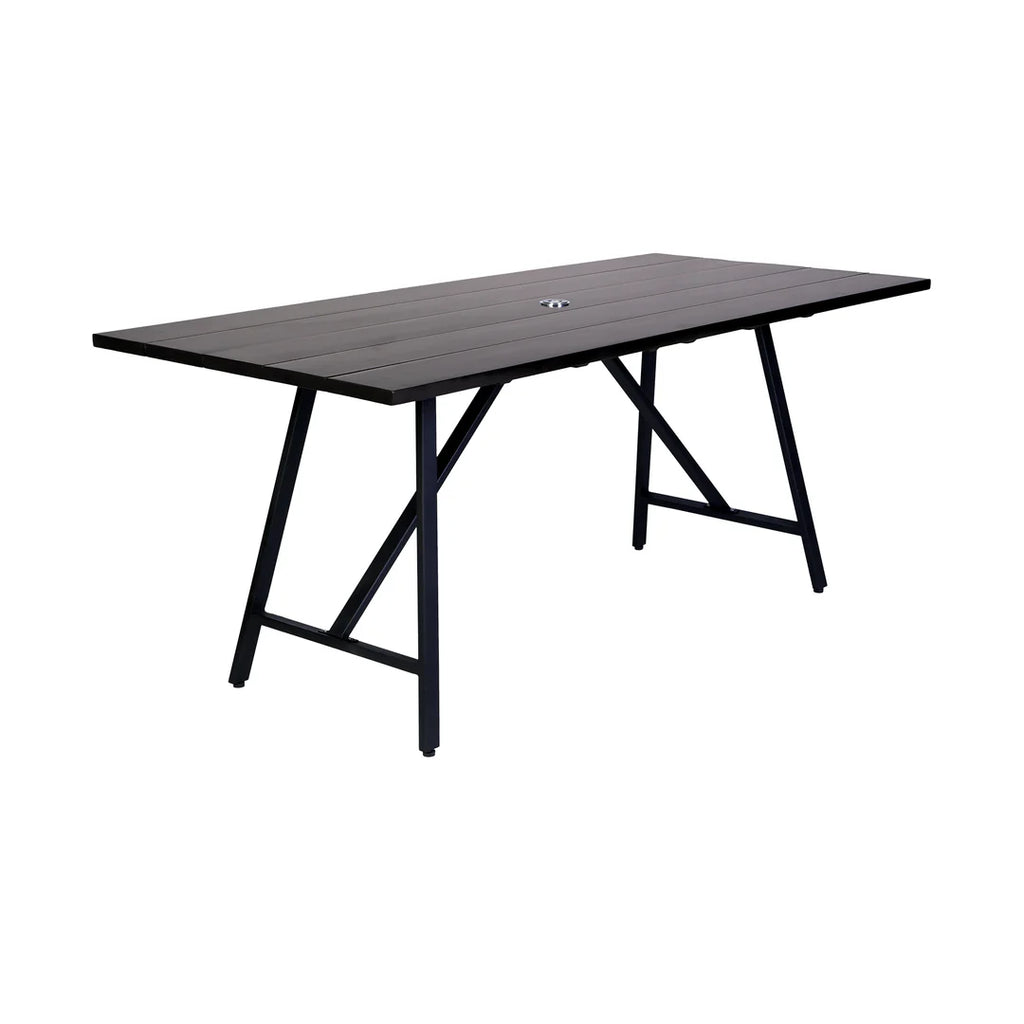 Armen Living Frinton Ditas and Rhett 6 Piece Outdoor Dining Set with Dark Eucalyptus Wood and Gray Rope and Cushions