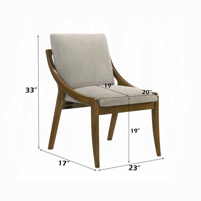 ACME Gray Chenille & Vintage Oak Danzel Side Chair (Set-2)