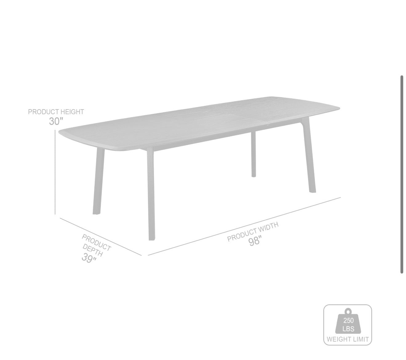 Armen Living Holland Extendable Rectangle 98" Dining Table in Black Brushed Oak