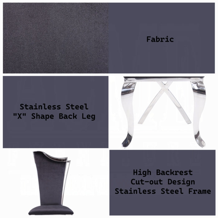 ACME  Black Fabric & Stainless Steel Cyrene Side Chair (Set-2)