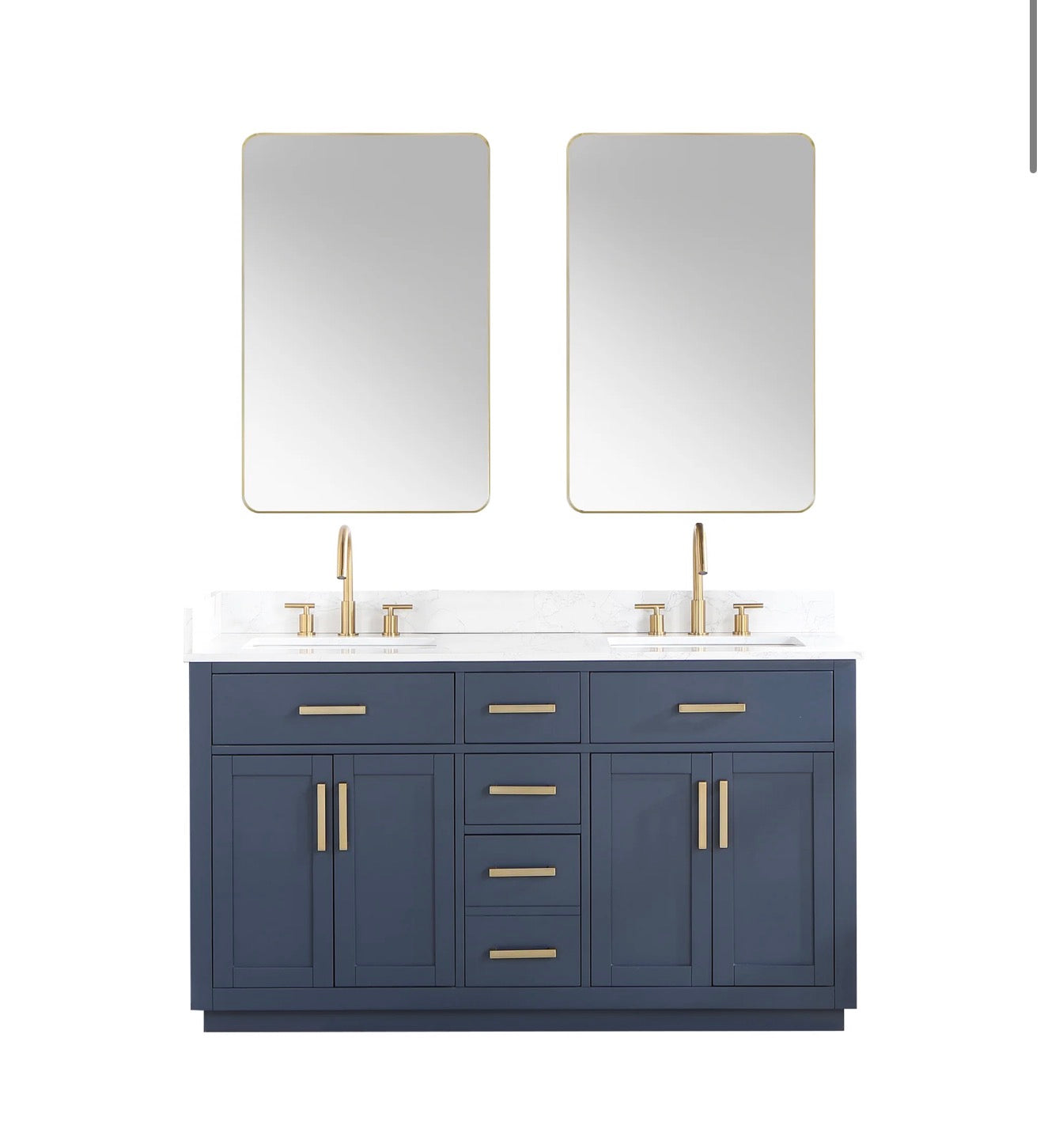 Altair Gavino 60" Double Bathroom Vanity in Light Brown with Grain White Engineered Stone Countertop without Mirror