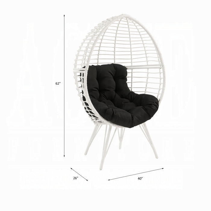 ACME Black & White Galzed Patio Lounge Chair
