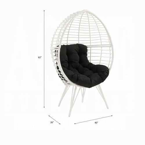 ACME Black & White Galzed Patio Lounge Chair