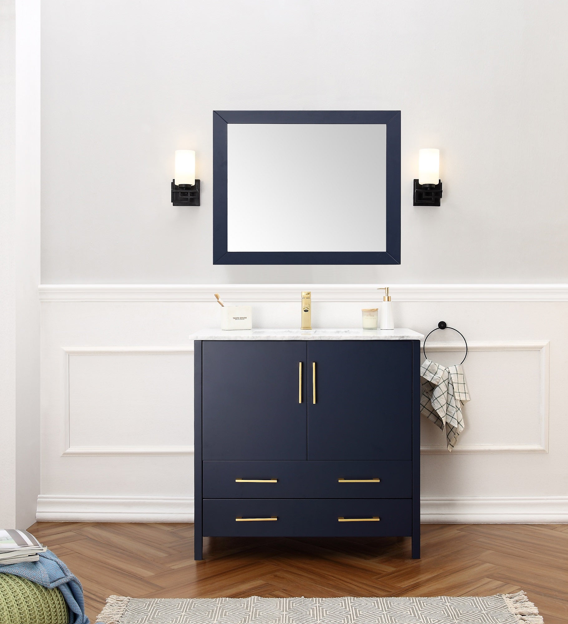 Legion Furniture Blue Solid Wood Sink Vanity WITH Mirror -NO Faucet