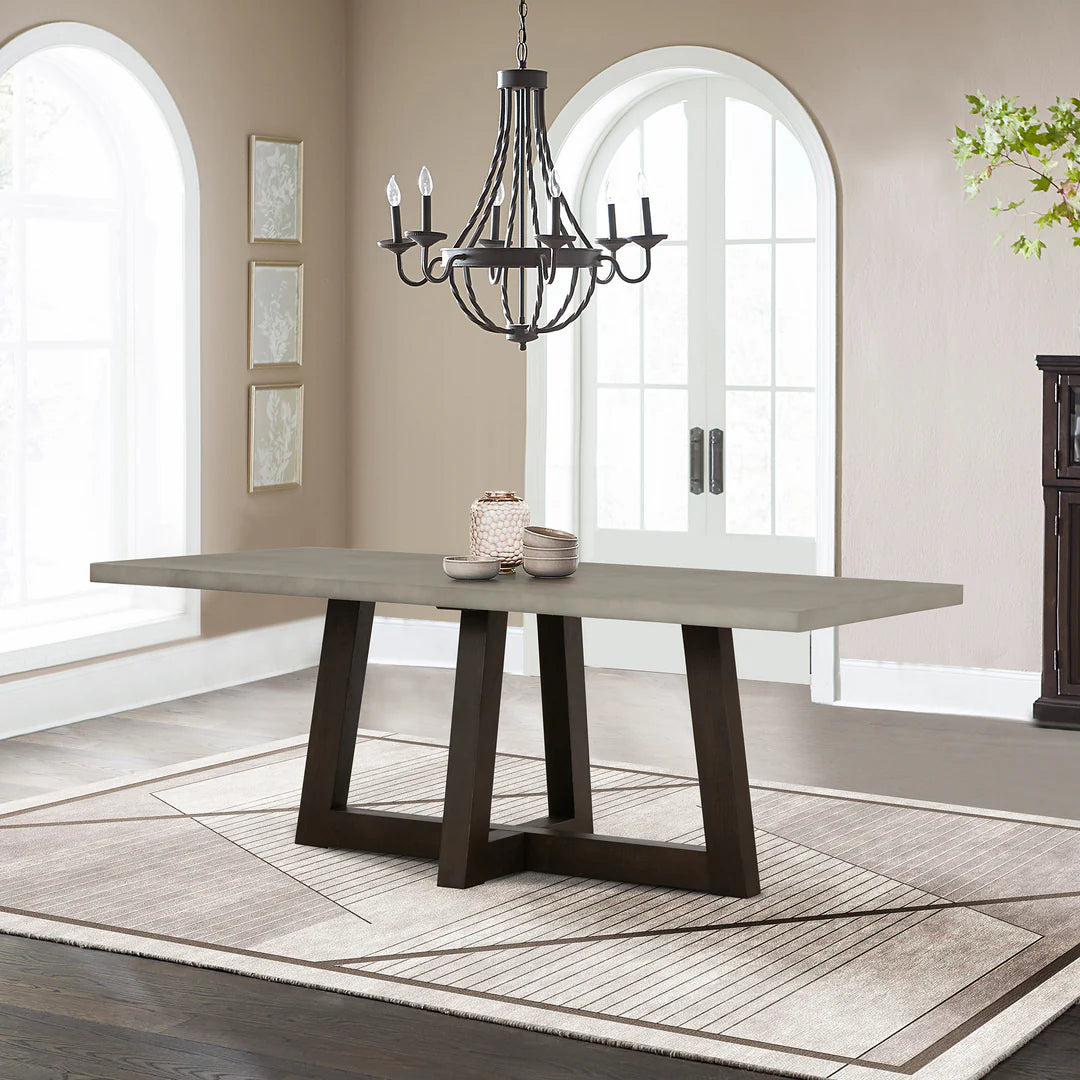 Armen Living Elodie Gray Concrete and Dark Gray Oak Rectangle Dining Table