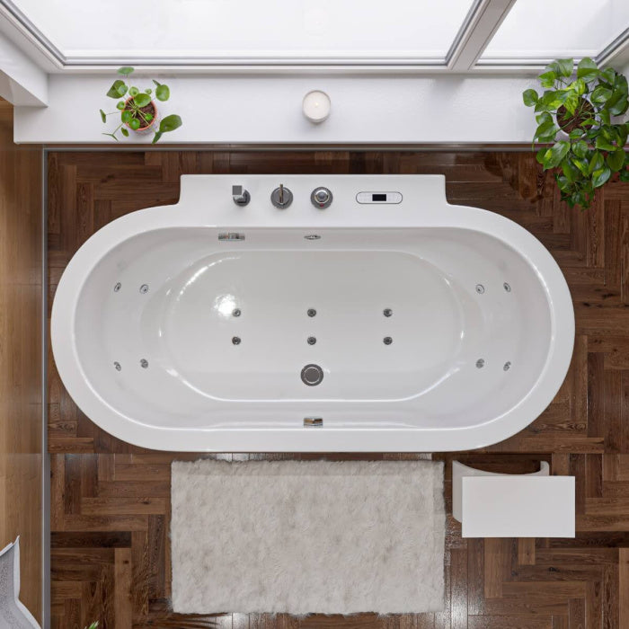 EAGO 6 ft Acrylic White Whirlpool Bathtub w Fixtures