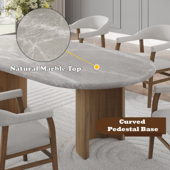 ACME Natural Marble Top & Dark Walnut Finish Darcy Dining Table