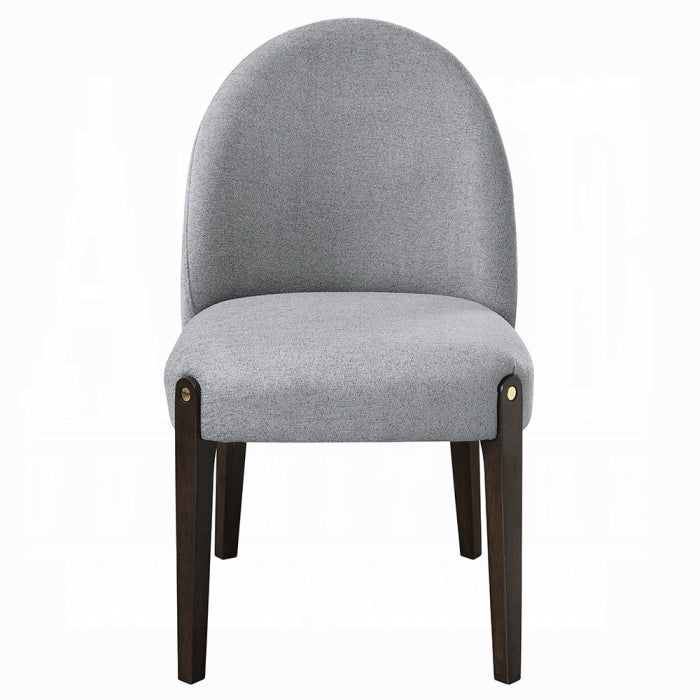 ACME Gray Fabric & Espresso Finish Clayten Side Chair (Set-2)