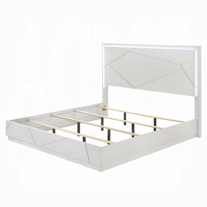 ACME White Esther Queen Bed w/LED