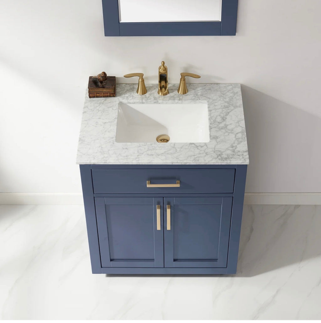 Altair Ivy 30" Single Bathroom Vanity Set and Carrara Marble Countertop