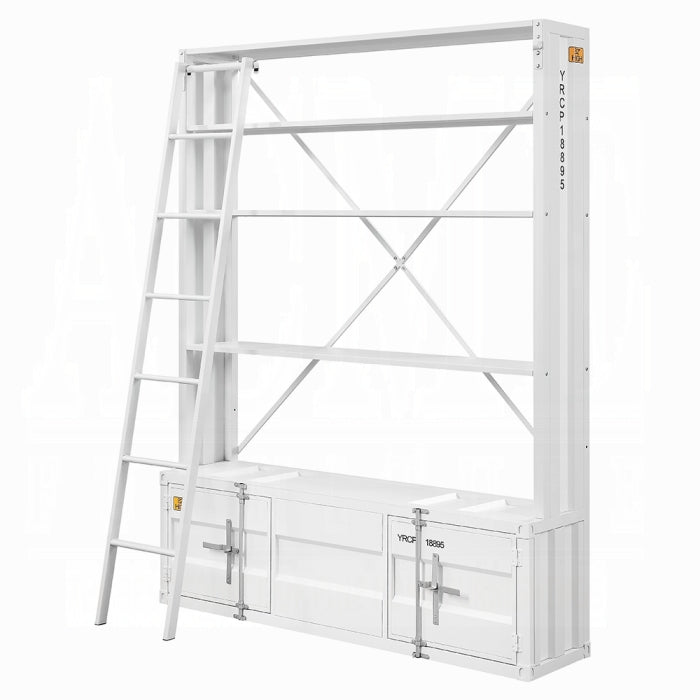 ACME White Cargo Bookcase W/Ladder