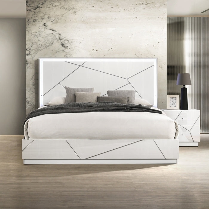 ACME White Esther Queen Bed w/LED