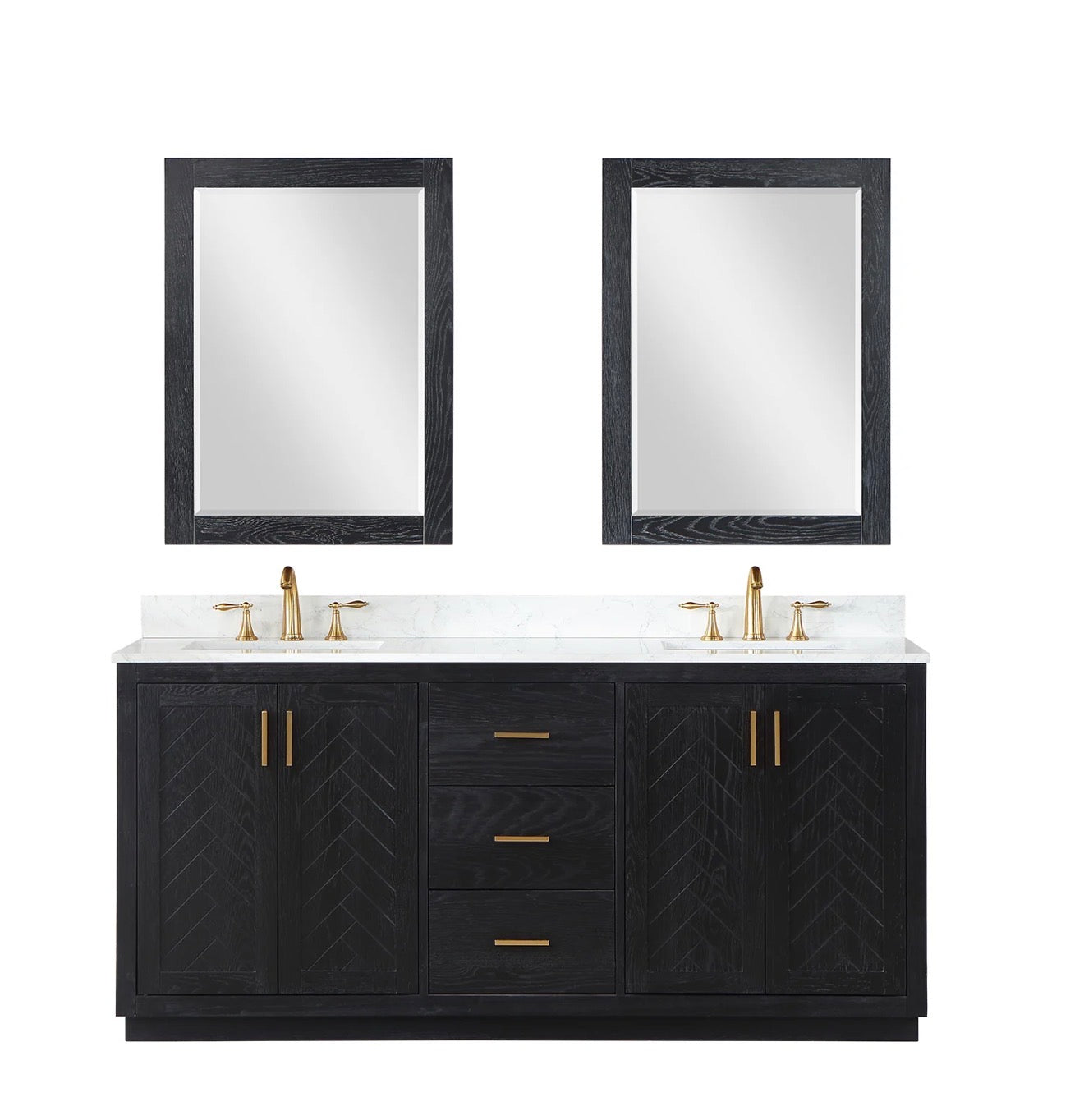 Altair Gazsi 72" Double Bathroom Vanity Set with Grain White Engineered Stone Countertop