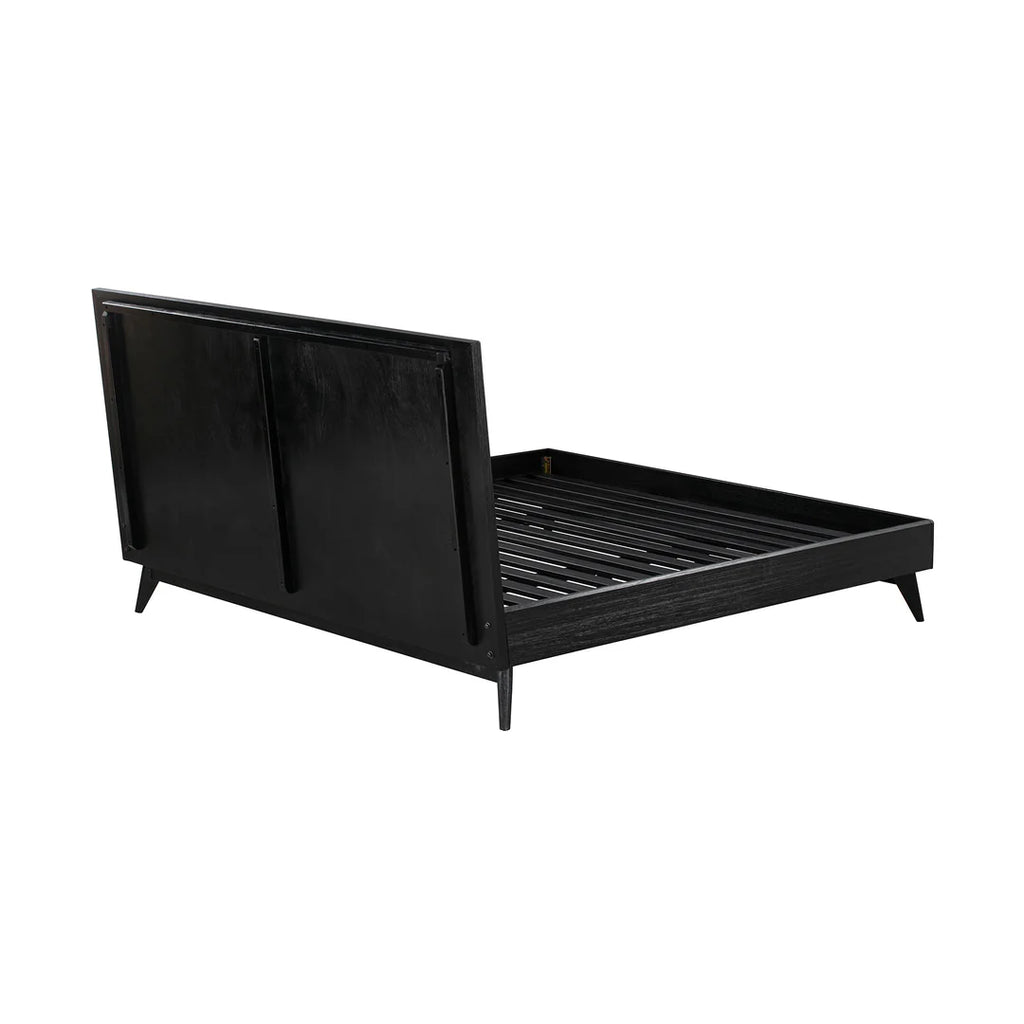 Armen Living Carnaby Platform Bed Frame in Black Brushed Oak