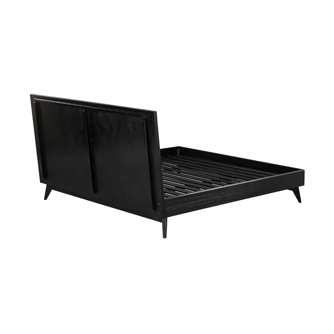 Armen Living Carnaby Platform Bed Frame in Black Brushed Oak