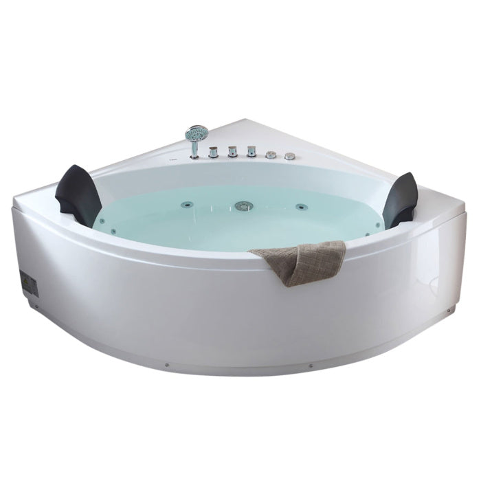 EAGO Rounded Modern Double Seat Corner Whirlpool Bath Tub with Fixtures