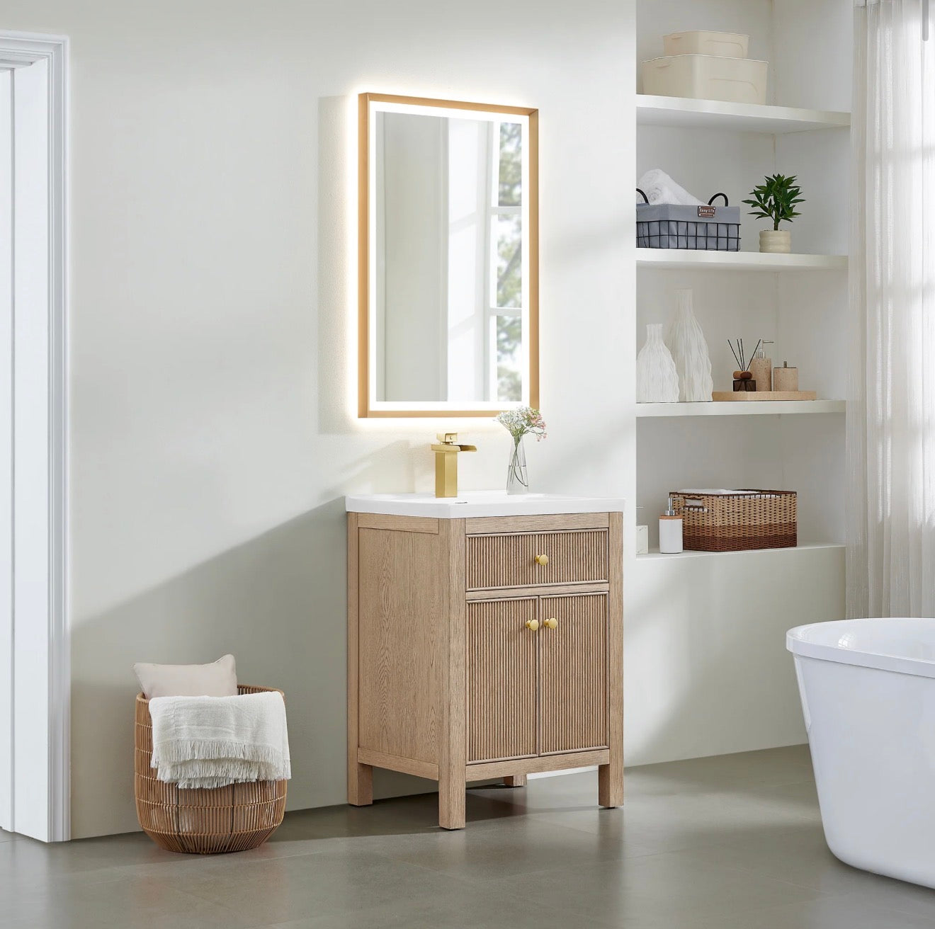Altair Cerrito 24" Single Bathroom Vanity with White Ceramic Integrated Sink without Mirror