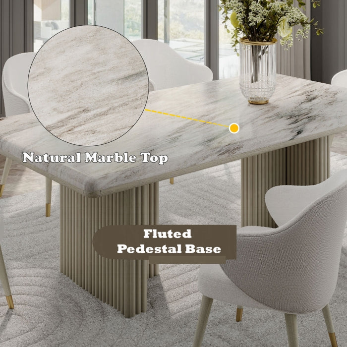 ACME Natural Marble Top & Gray Oak Charity Dining Table