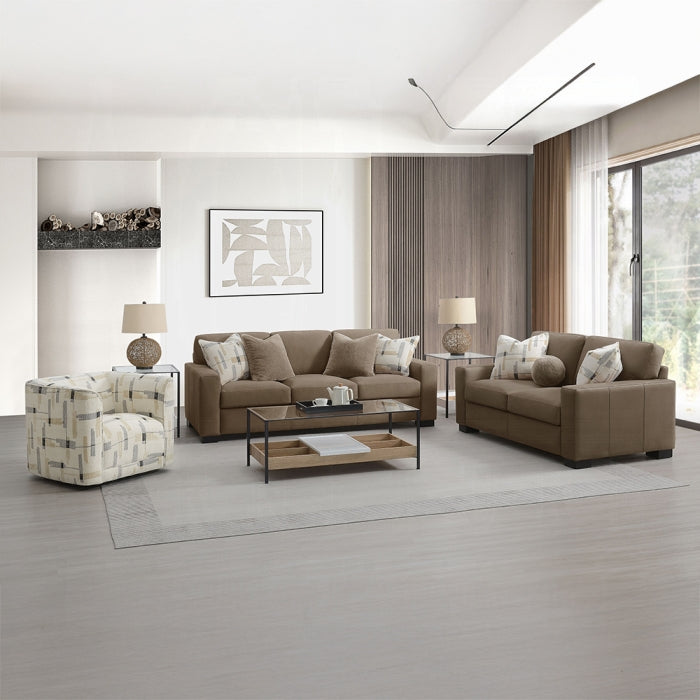 ACME Brown Suede Darya Loveseat w/3 Pillows