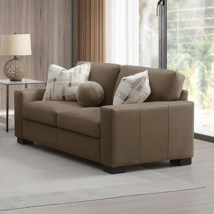 ACME Brown Suede Darya Loveseat w/3 Pillows