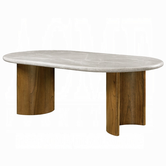 ACME Natural Marble Top & Dark Walnut Finish Darcy Dining Table
