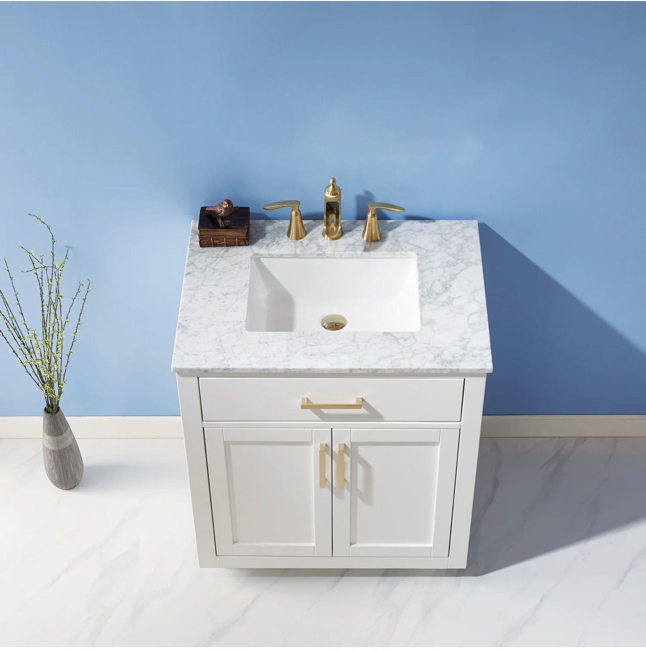 Altair Ivy 30" Single Bathroom Vanity Set and Carrara Marble Countertop