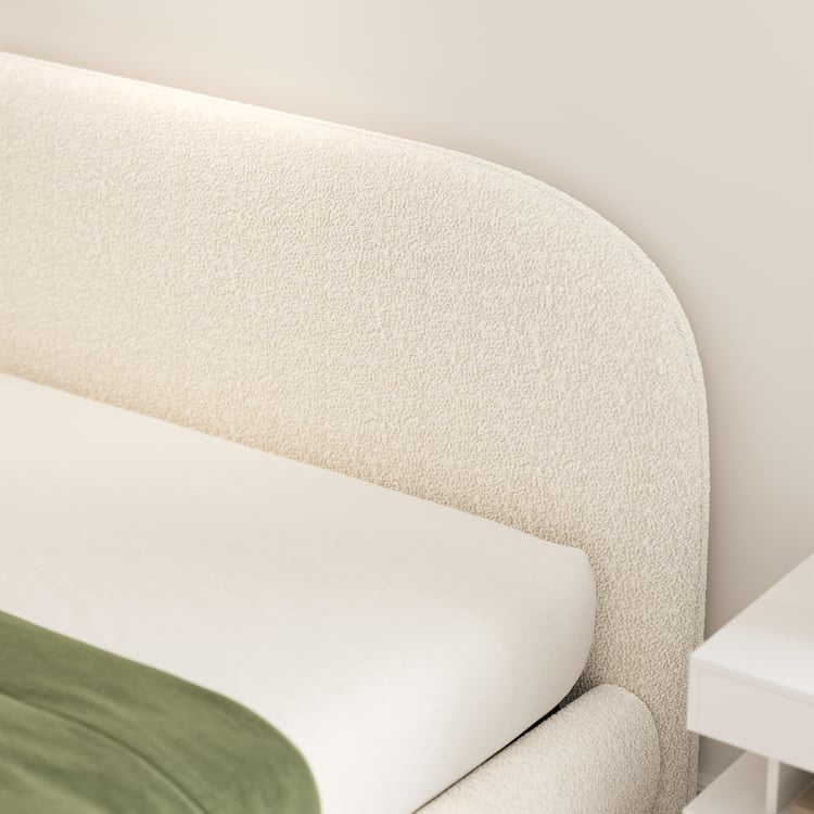 King Size Bouclé Upholstered Floating Bed Frame with Motion Sensor LED Lights