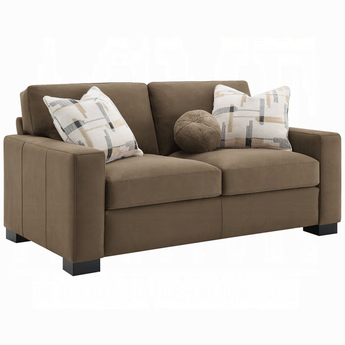 ACME Brown Suede Darya Loveseat w/3 Pillows