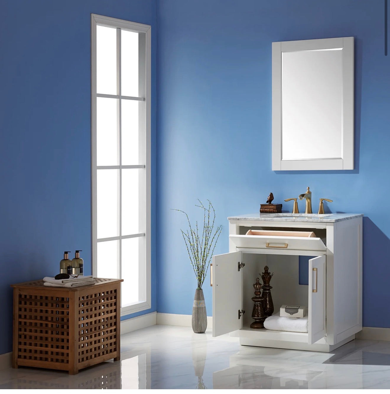 Altair Ivy 30" Single Bathroom Vanity Set and Carrara Marble Countertop