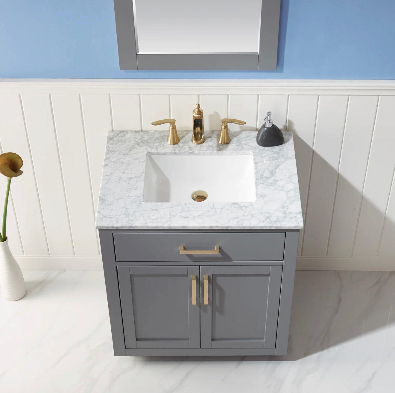 Altair Ivy 30" Single Bathroom Vanity Set and Carrara Marble Countertop