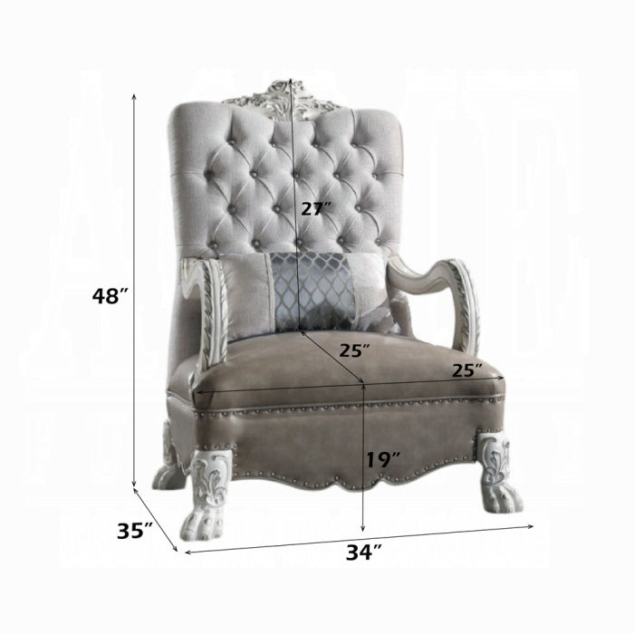 ACME Bone White Dresden Chair W/Pillow