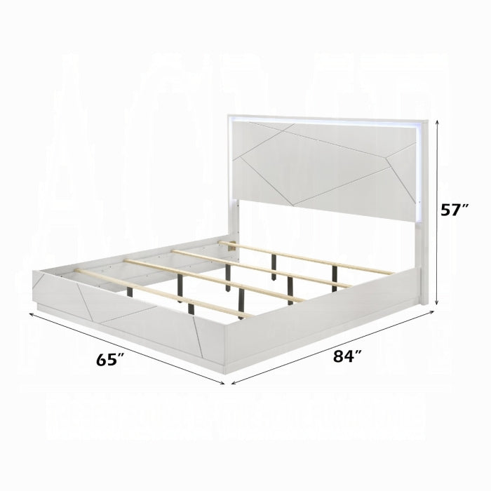 ACME White Esther Queen Bed w/LED