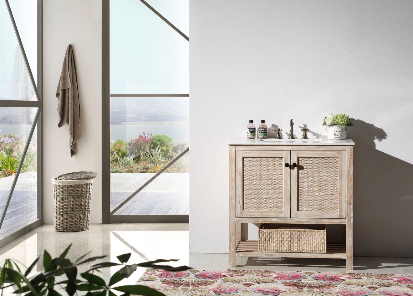 Legion Furniture Solid Wood Sink Vanity With Marble Top -NO Faucet 36", 48", 60"