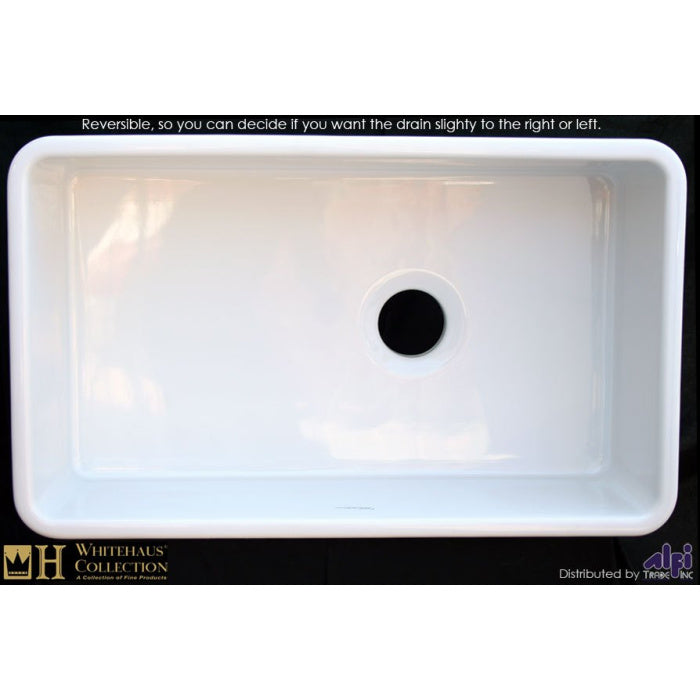 Whitehaus Farmhouse Fireclay Duet Series Reversible Sink with Smooth Front Apron