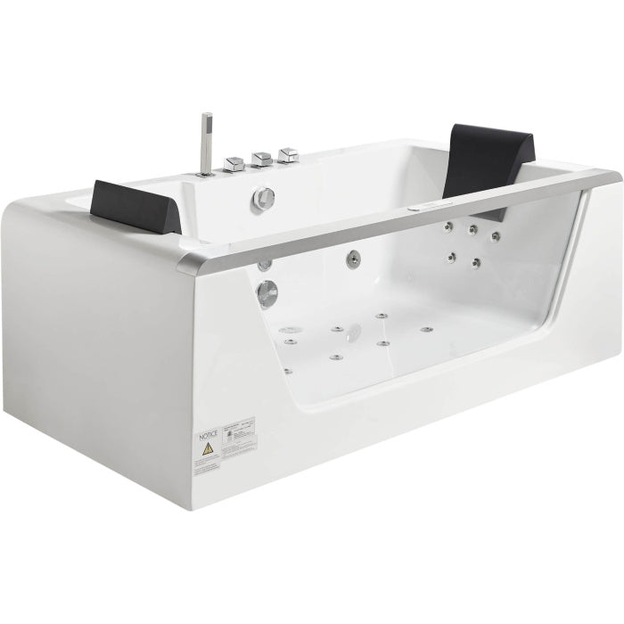 EAGO 6 ft Clear Rectangular Acrylic Whirlpool Bathtub for Two