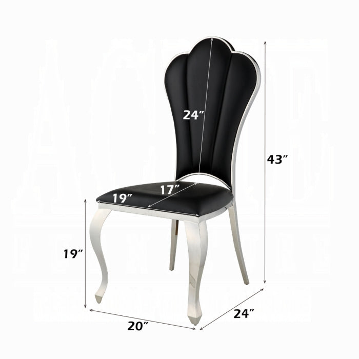 ACME Black Synthetic Leather Cyrene Side Chair (Set-2)