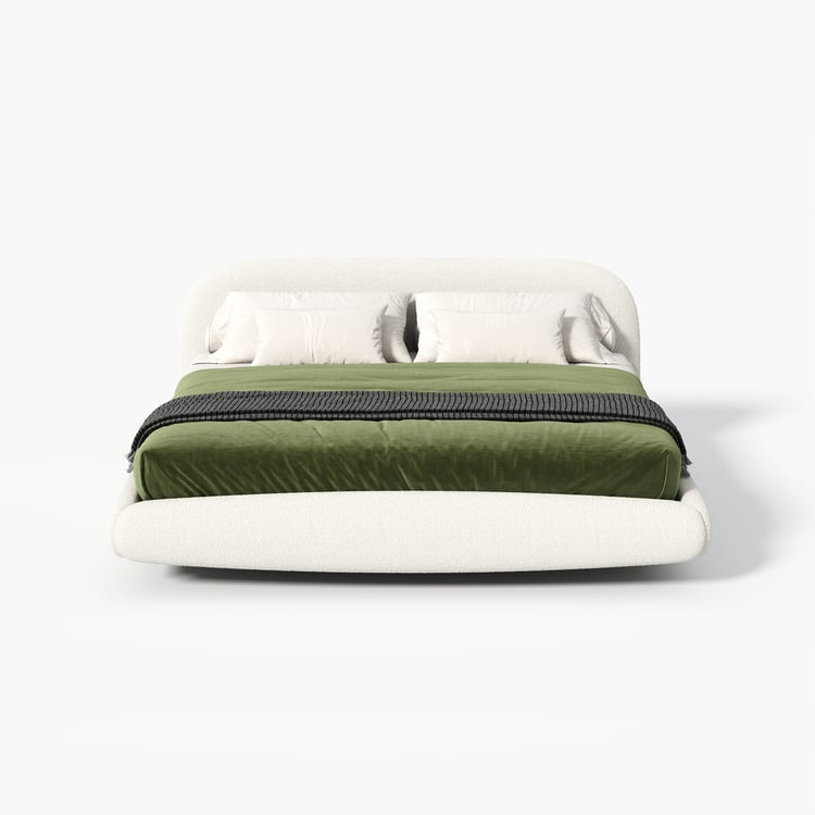 King Size Bouclé Upholstered Floating Bed Frame with Motion Sensor LED Lights