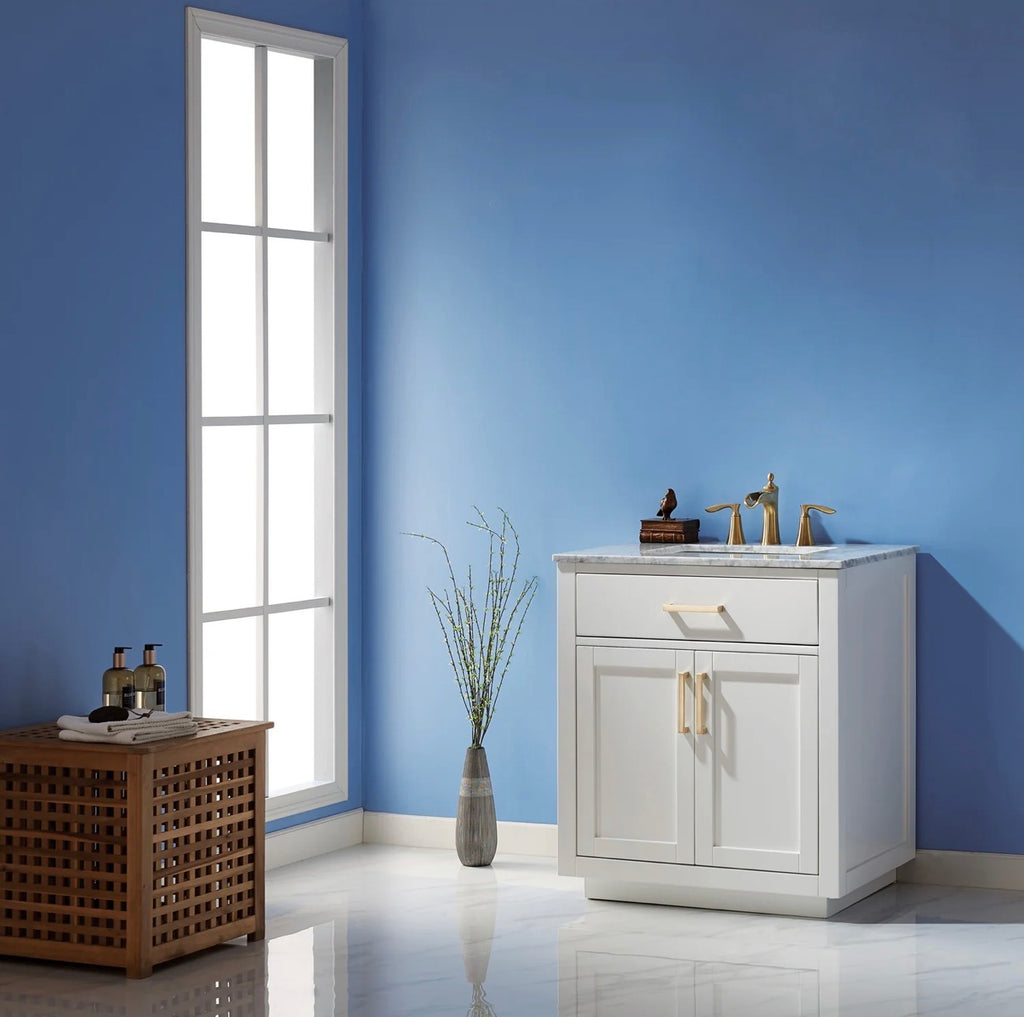 Altair Ivy 30" Single Bathroom Vanity Set and Carrara Marble Countertop