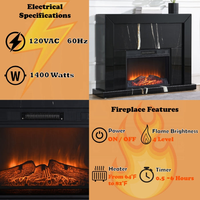 ACME Black Mirrored Finish Drisana Fireplace