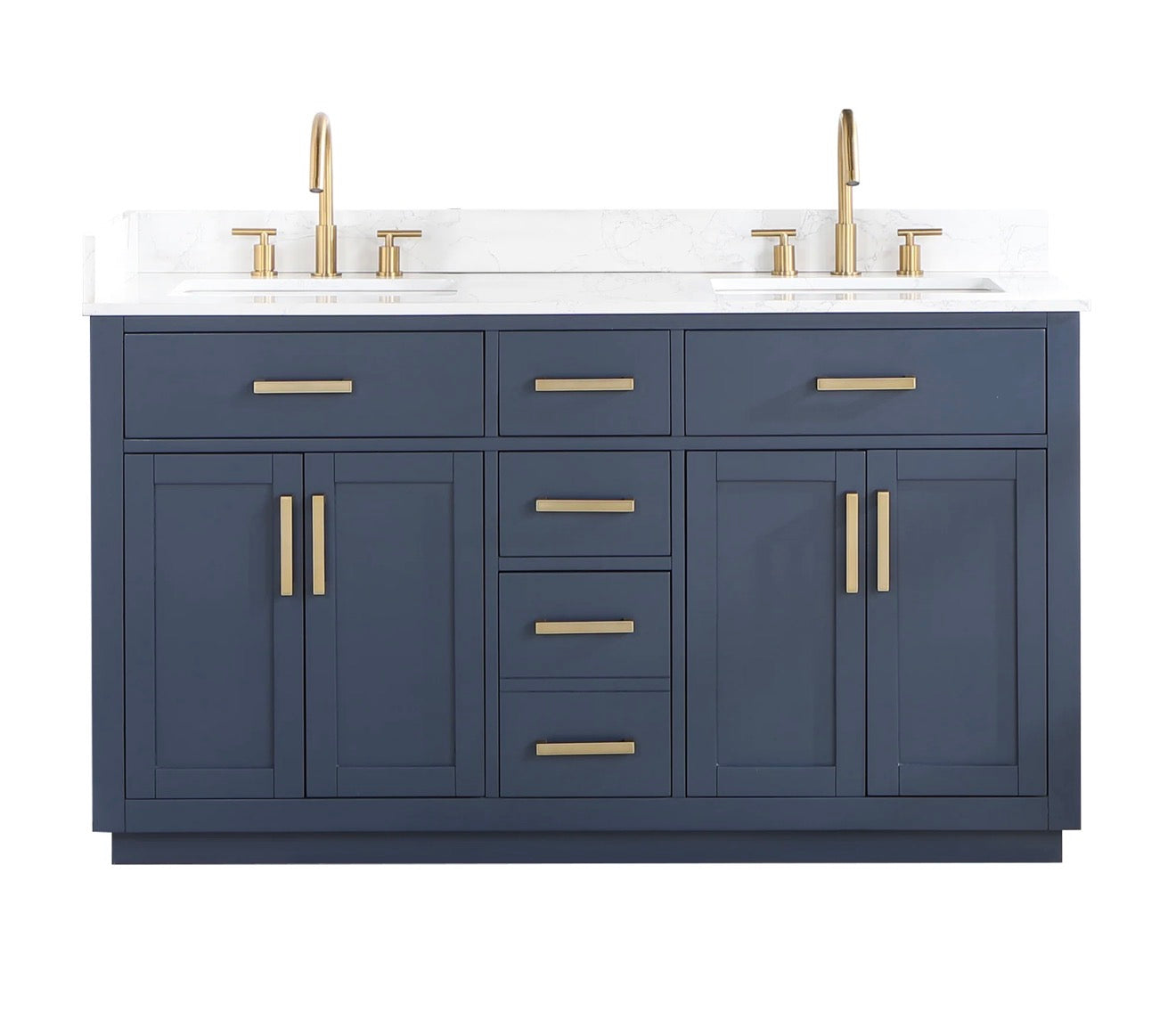 Altair Gavino 60" Double Bathroom Vanity in Light Brown with Grain White Engineered Stone Countertop without Mirror