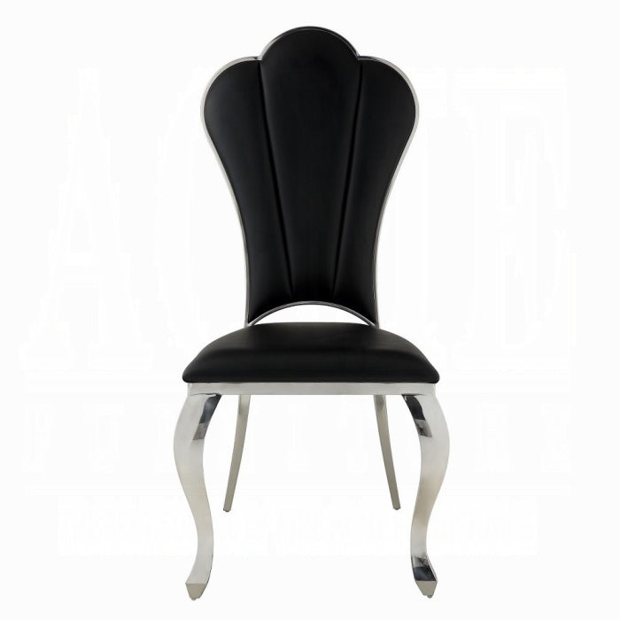 ACME Black Synthetic Leather Cyrene Side Chair (Set-2)