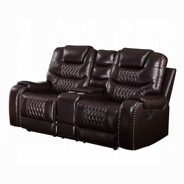 ACME Dark Brown Braylon Motion Loveseat W/Console
