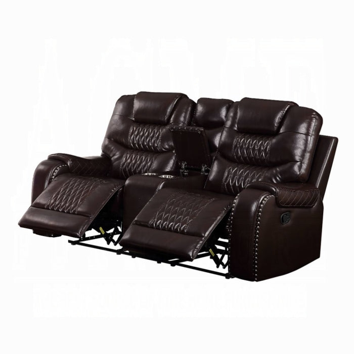 ACME Dark Brown Braylon Motion Loveseat W/Console