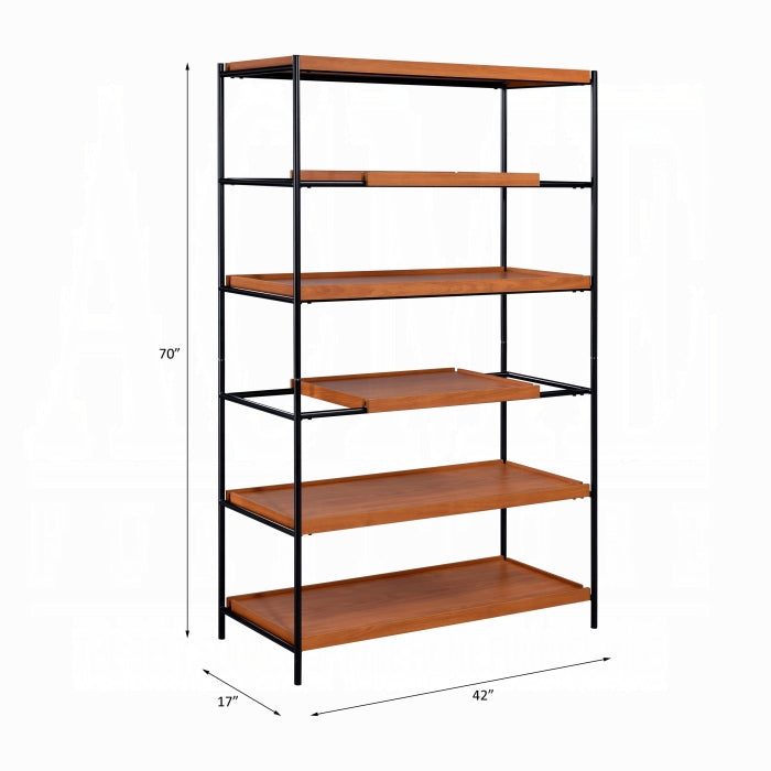 ACME Honey Oak & Black Oaken Bookshelf