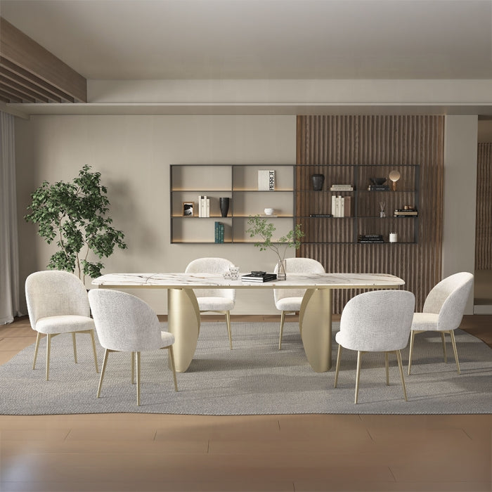 ACME Ceramic Top & Golden Champagne Finish Cora Dining Table