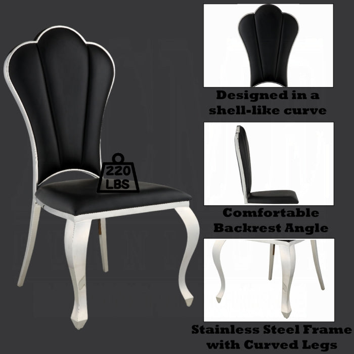 ACME Black Synthetic Leather Cyrene Side Chair (Set-2)