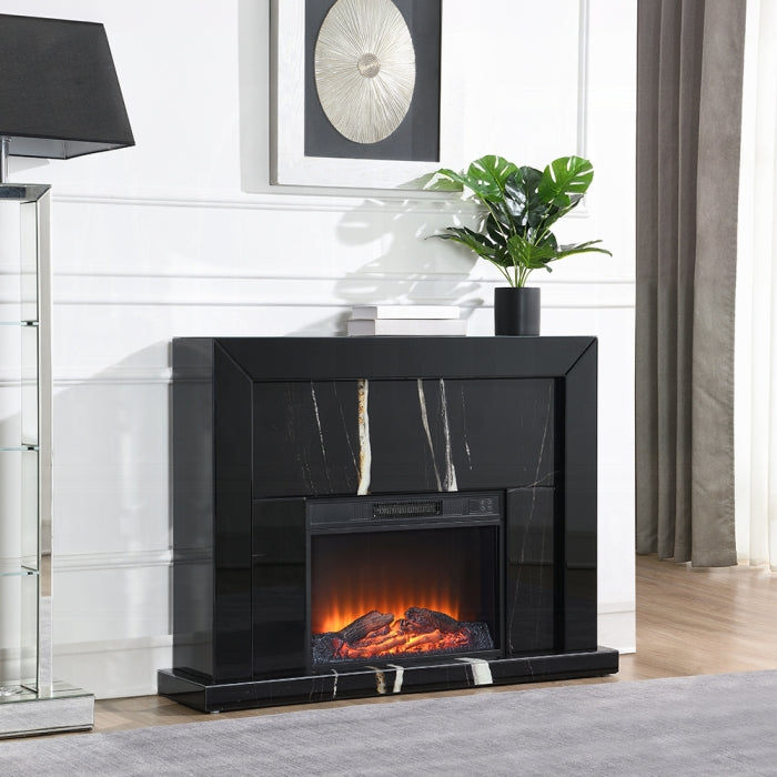 ACME Black Mirrored Finish Drisana Fireplace