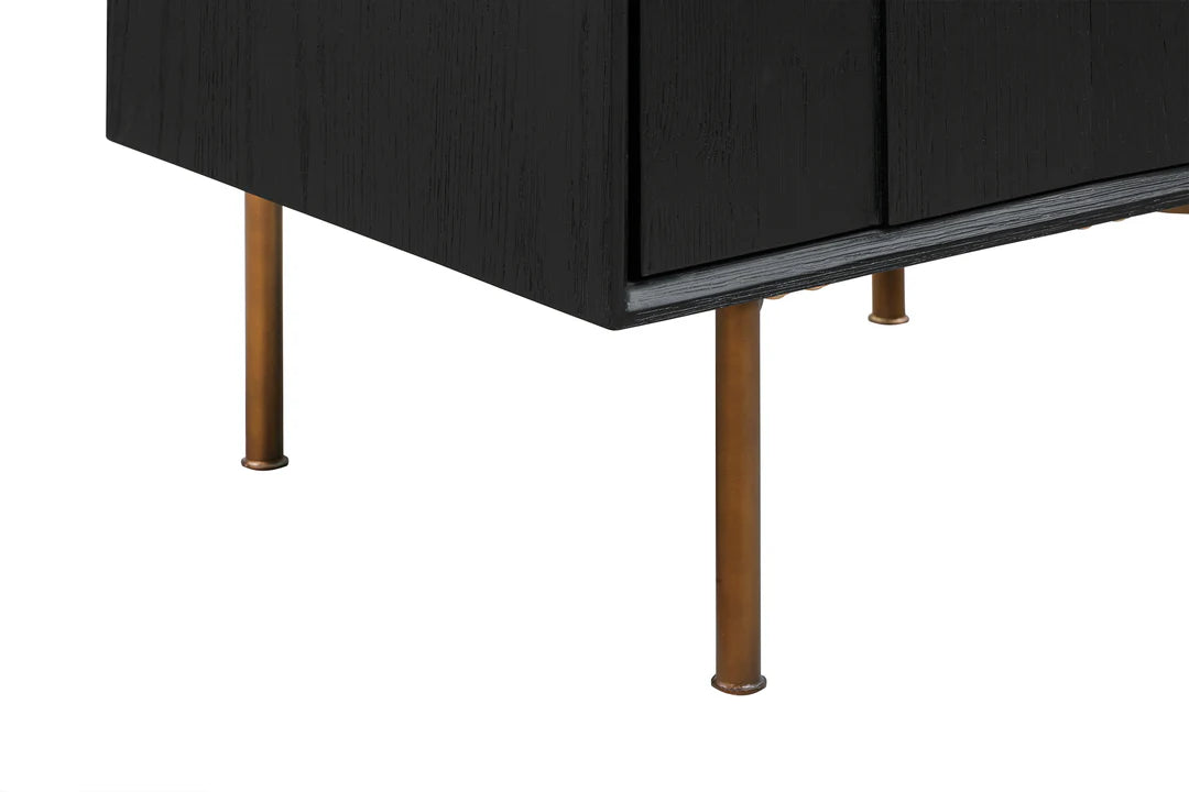 Armen Living Carnaby 3-Piece Bedroom Set in Black Brushed Oak