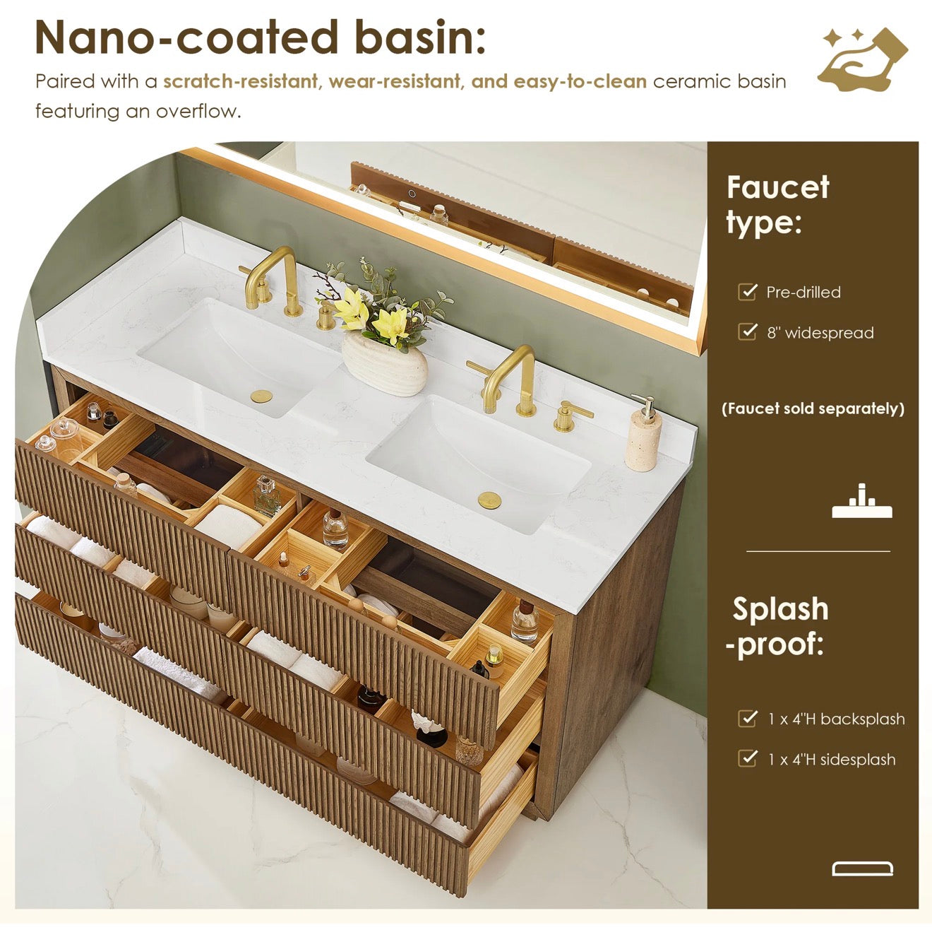 Altair Navan 30"/36"/48"/60"/72" single/double vanity with top