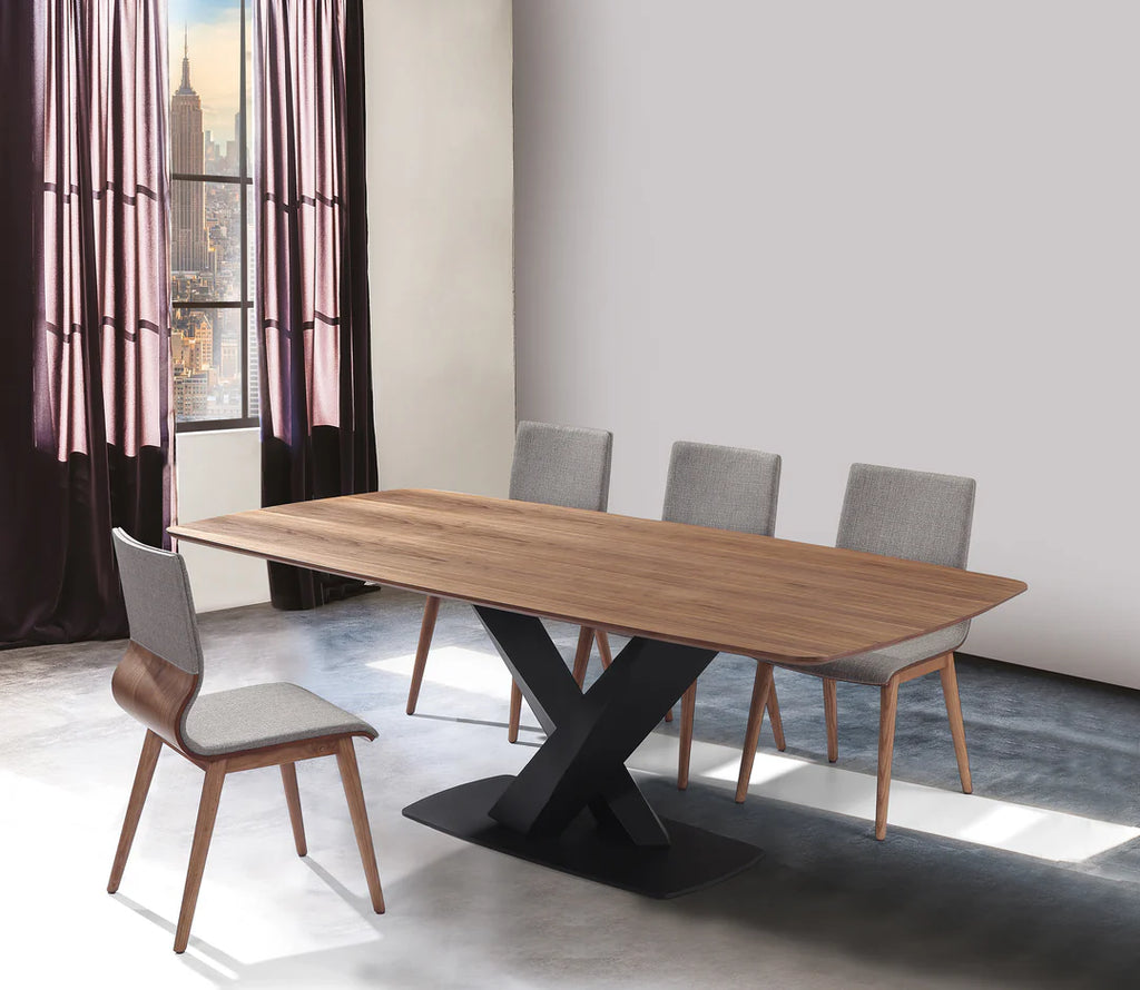 Armen Living Everett Mid-Century Walnut Wood 5 Piece Dining Set